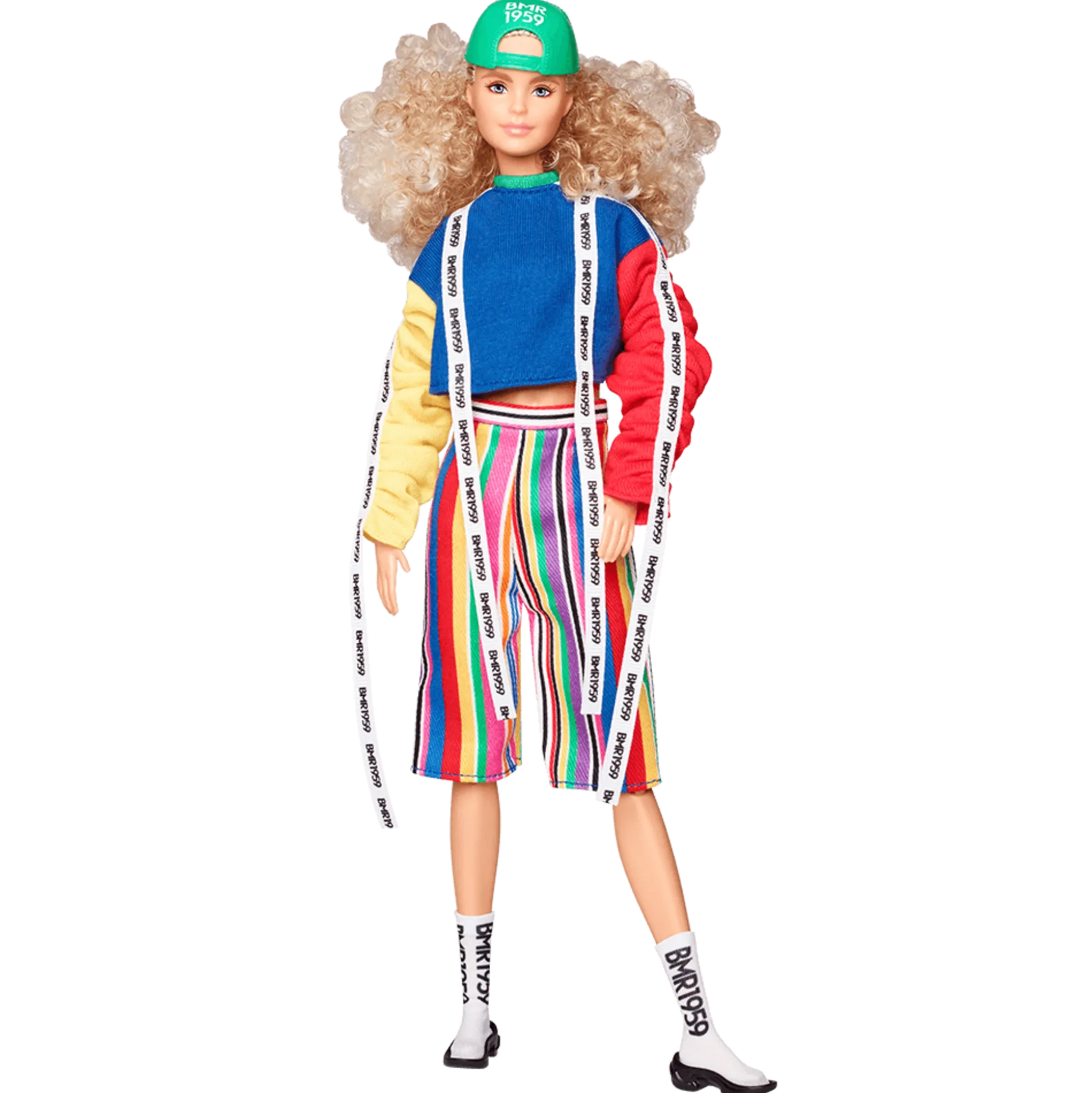 Barbie BMR1959 Doll - Color Block Sweatshirt with Logo Tape & Striped Shorts