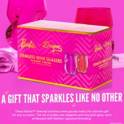 Barbie™ X Dragon Glassware® Stemless Wine Glasses