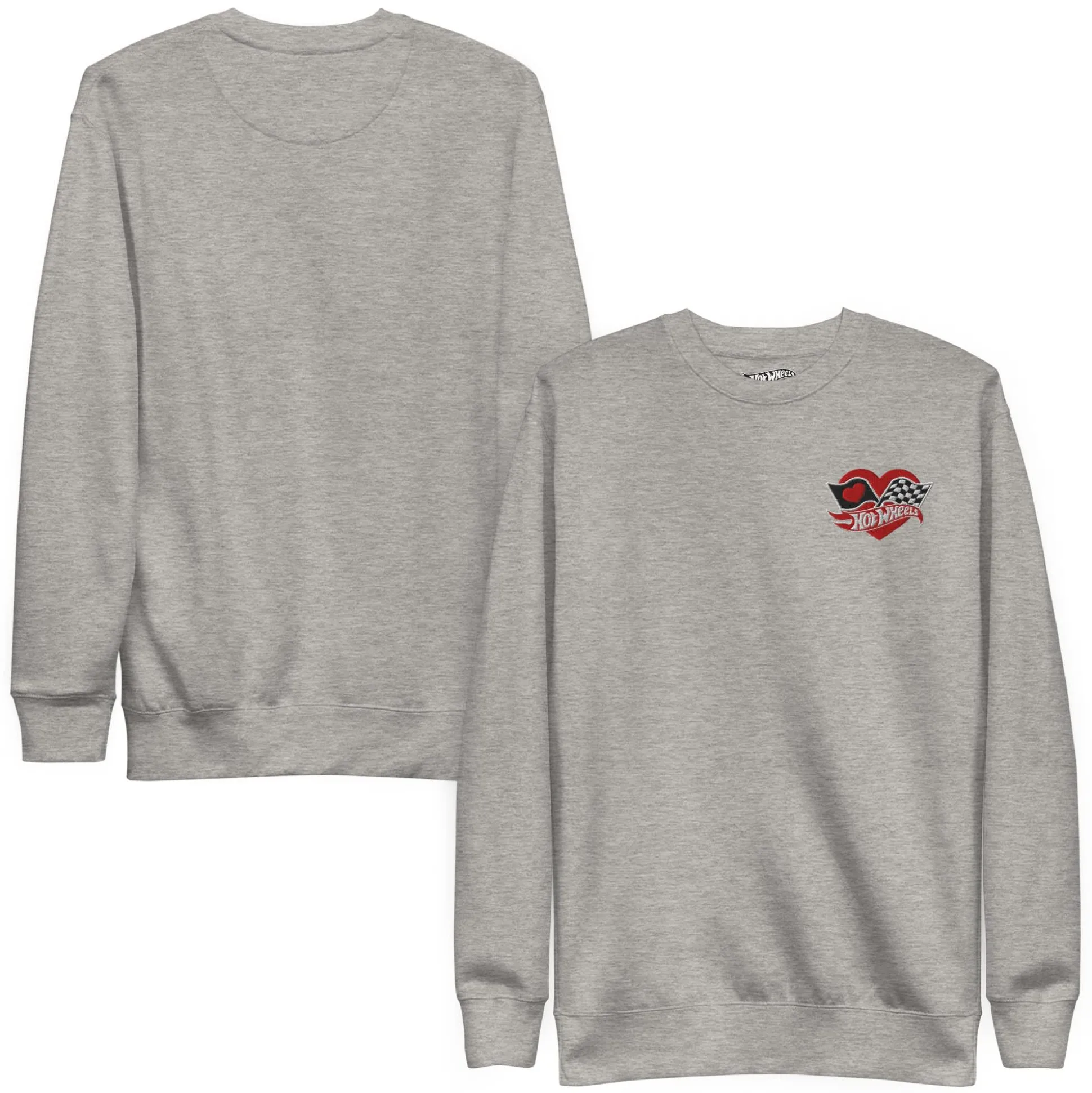 Hot Wheels Checkered Hearts Embroidered Grey Sweatshirt