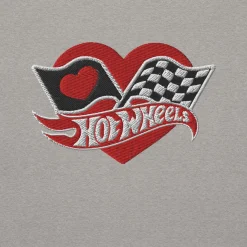 Hot Wheels Checkered Hearts Embroidered Grey Sweatshirt