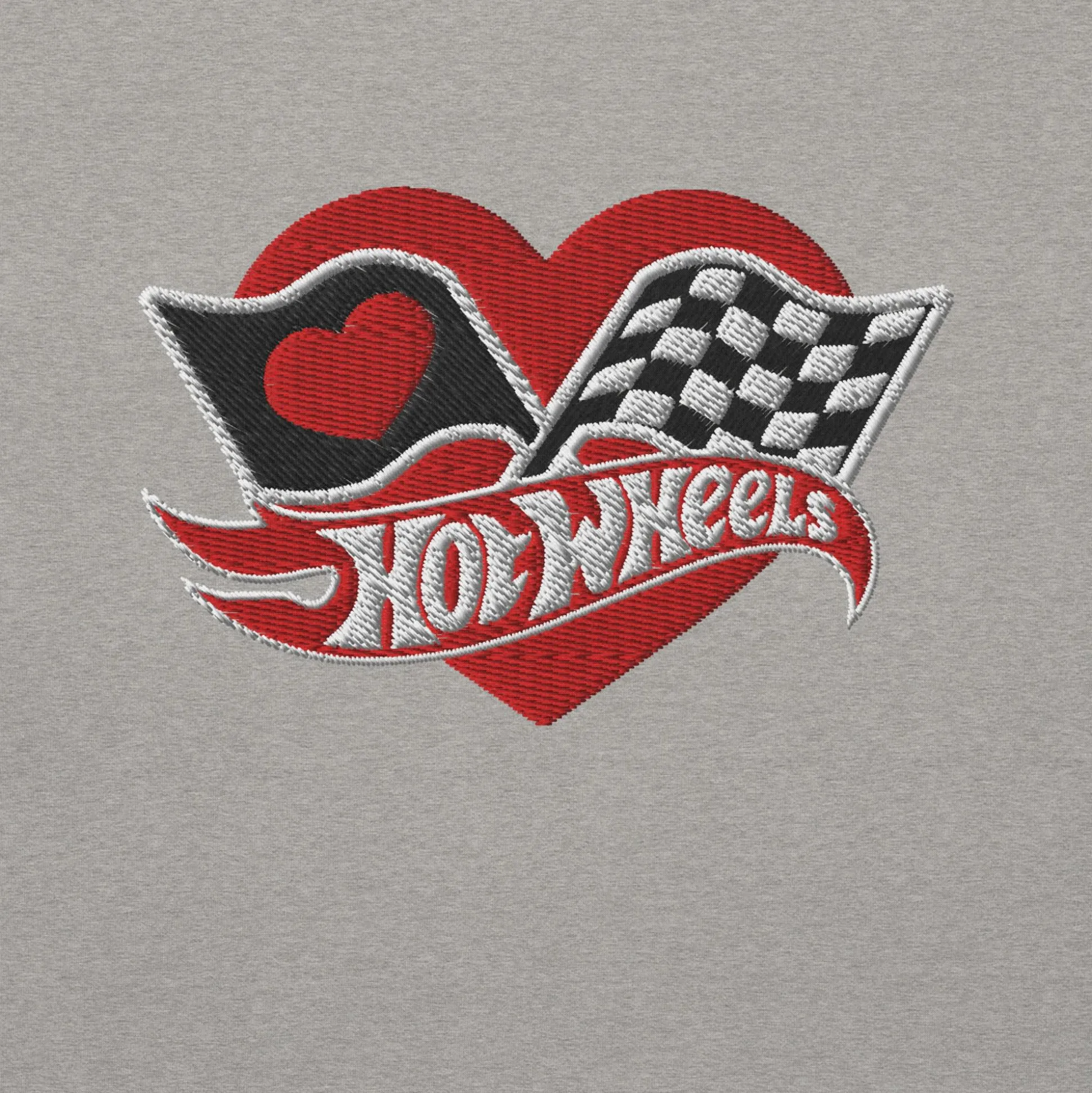 Hot Wheels Checkered Hearts Embroidered Grey Sweatshirt