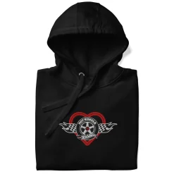 Hot Wheels Checkered Hearts Embroidered Black Hoodie
