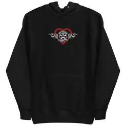 Hot Wheels Checkered Hearts Embroidered Black Hoodie