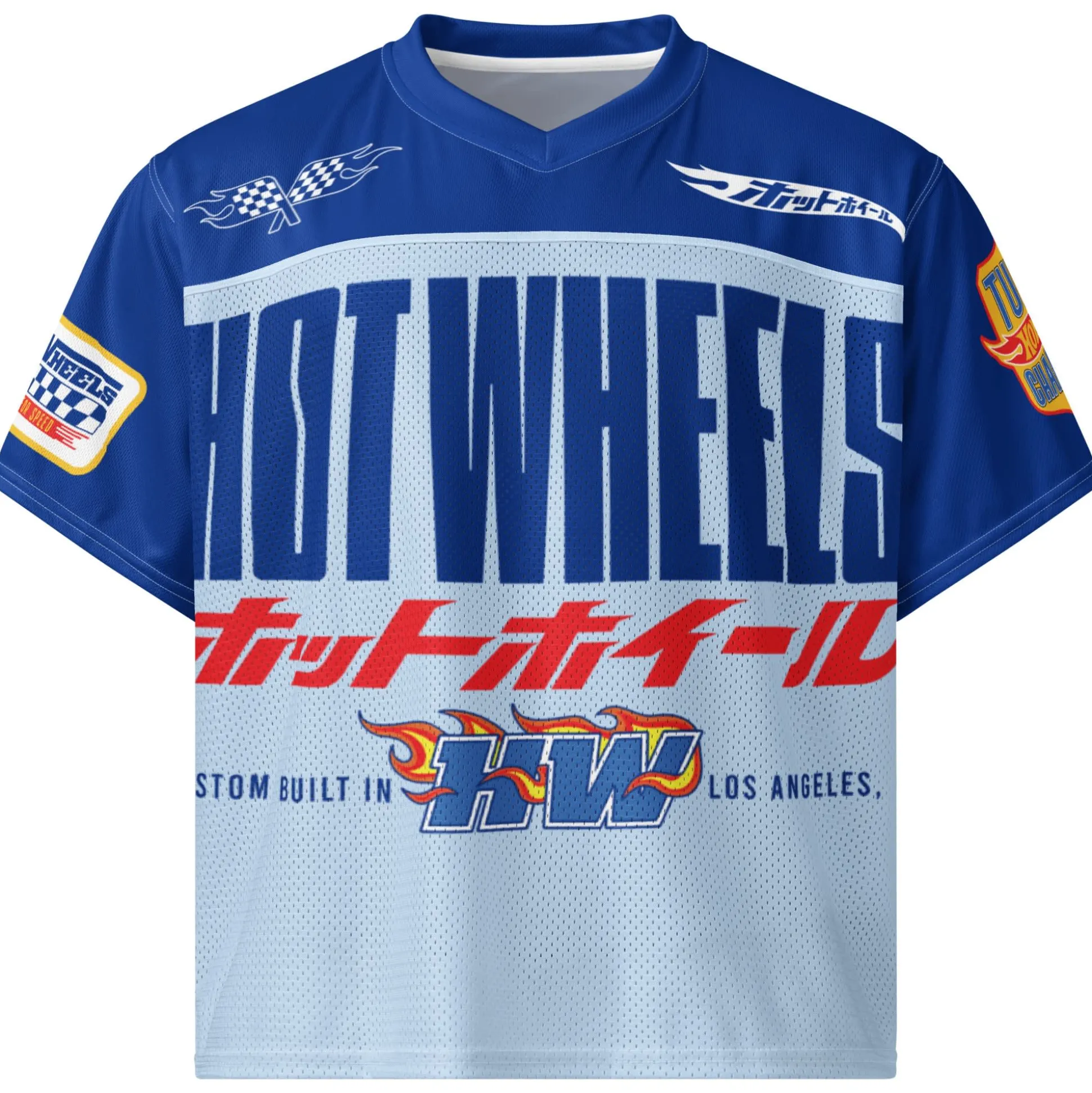 Hot Wheels in Katakana Blue Boxy Jersey