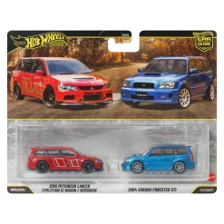 Hot Wheels Premium Car Culture 2-Pack - 2005 Mitsubishi Lancer Evolution IX Wagon / Remorque & 2004 Subaru Forester STI