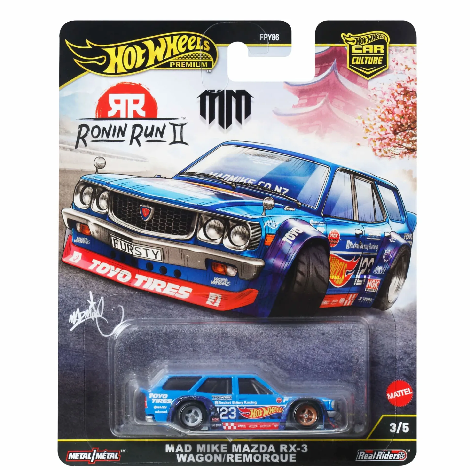 Hot Wheels Premium Car Culture Made Mike Mazda RX-3 Wagon/Remorque