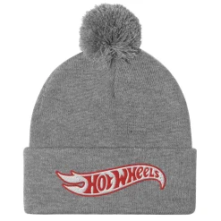 Hot Wheels Grey Pom Pom Beanie