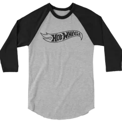 Hot Wheels Outline Logo 3/4 Sleeve Grey and Black Raglan Shirt
