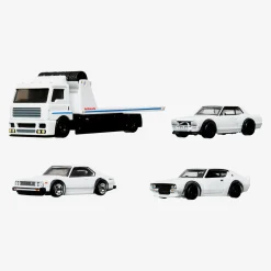 Hot Wheels Premium Collector Set, 3 Nissan Skyline Cars & 1 Transporter