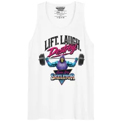 Masters of the Universe Gym Bro Skeletor Lift Laugh Destroy White Tank Top