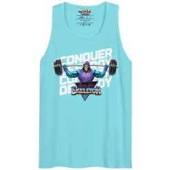 Masters of the Universe Gym Bro Skeletor Conquer Blue Tank Top