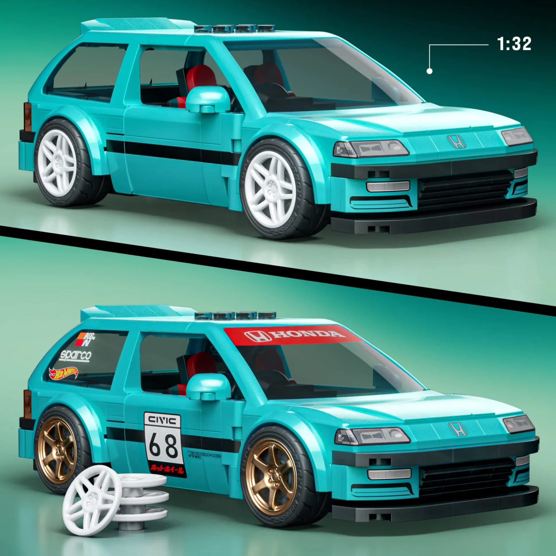 Mattel Brick Shop Hot Wheels Custom ’90 Honda Civic EF Building Set