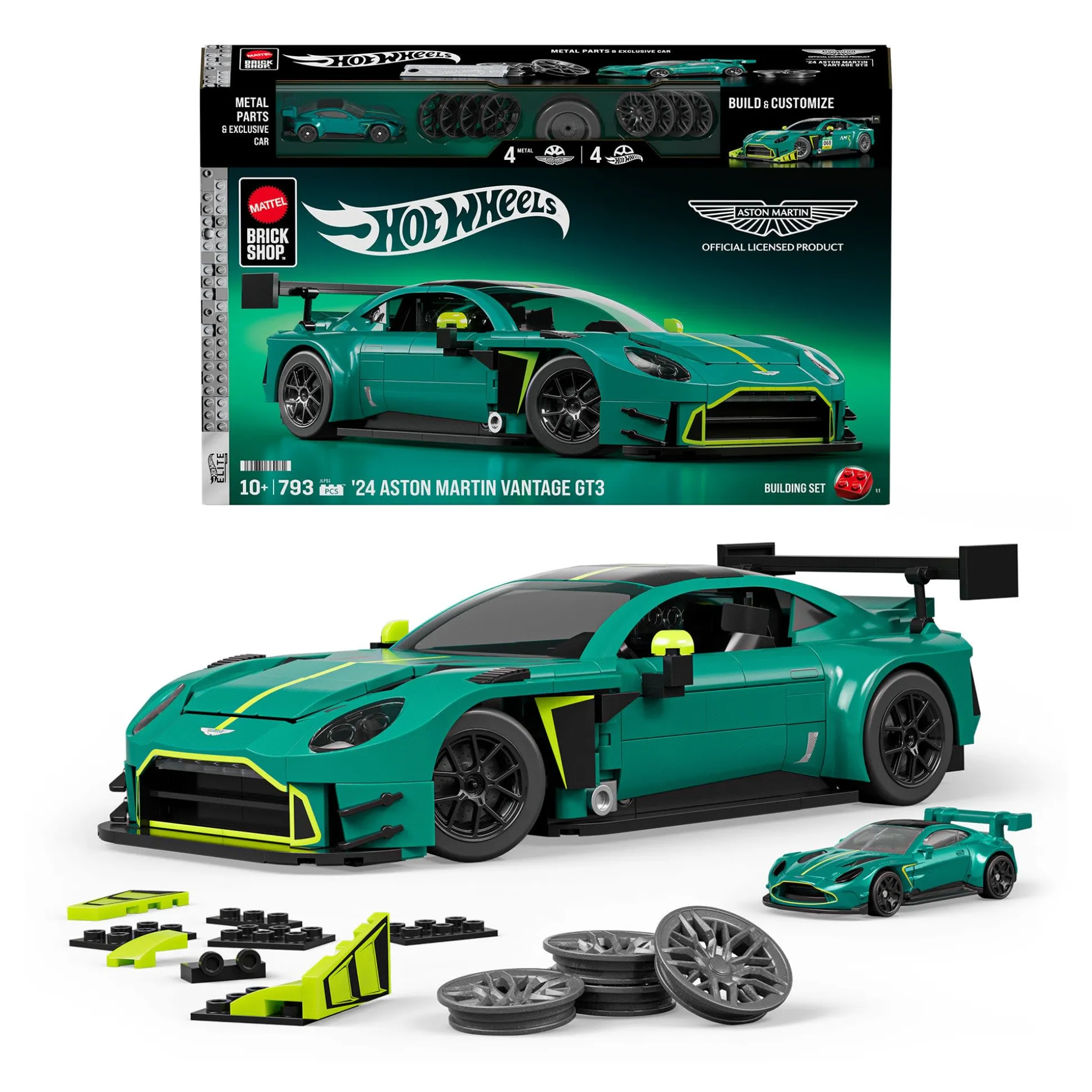 Mattel Brick Shop Hot Wheels ’24 Aston Martin Vantage GT3 Building Set