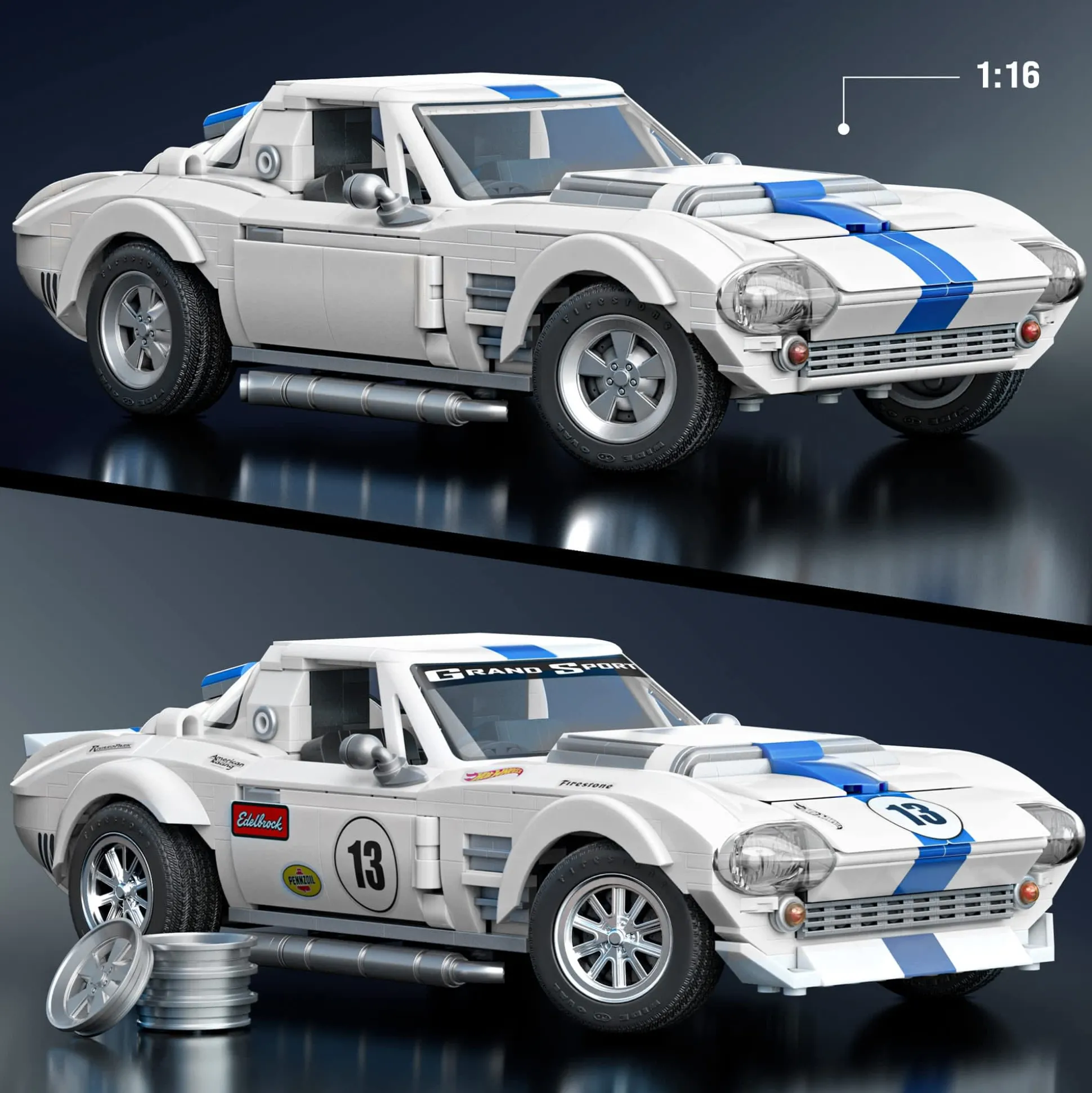 Mattel Brick Shop Hot Wheels Corvette Grand Sport Building Set