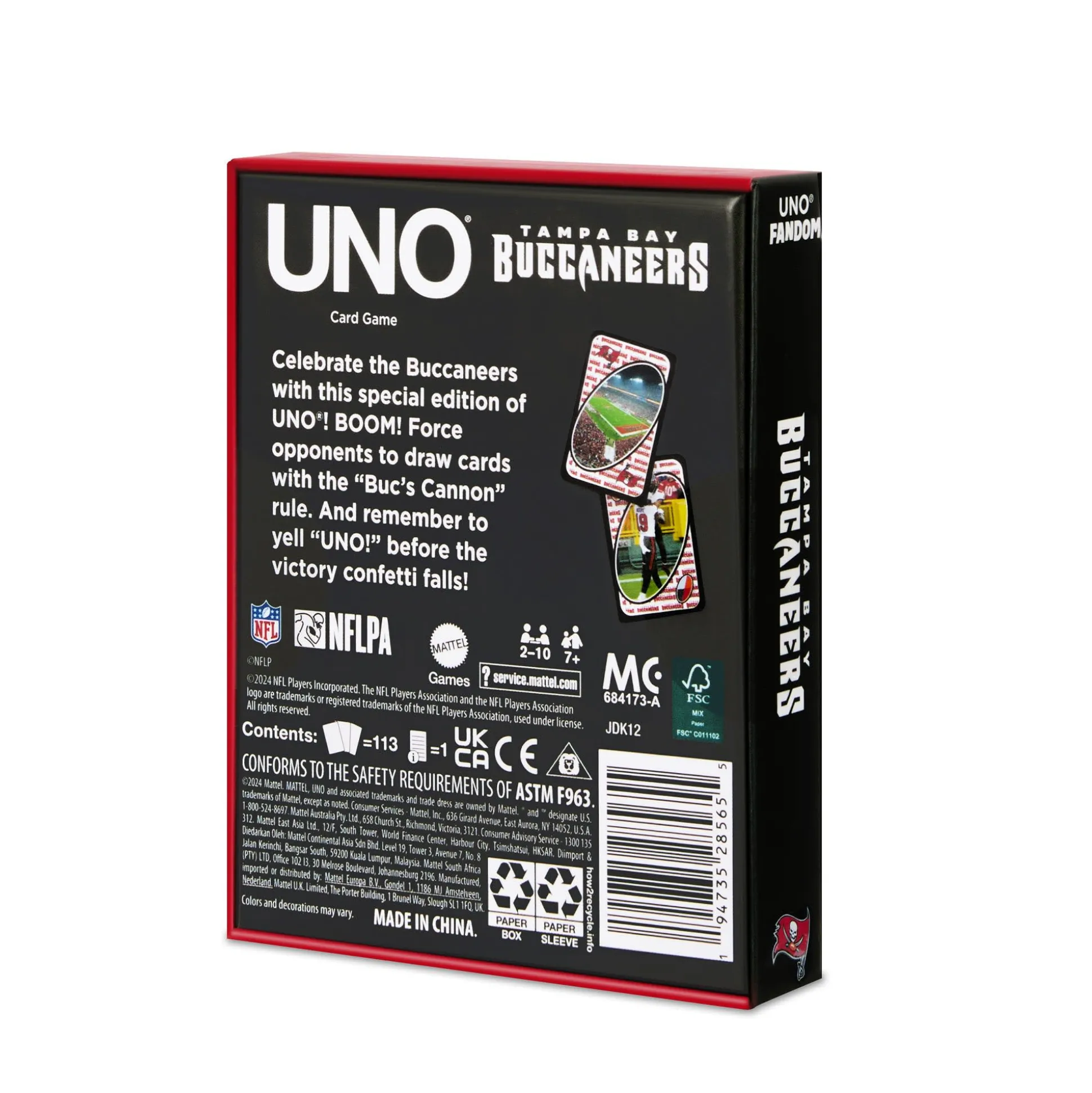 UNO Fandom NFL Tampa Bay Buccaneers Game Deck